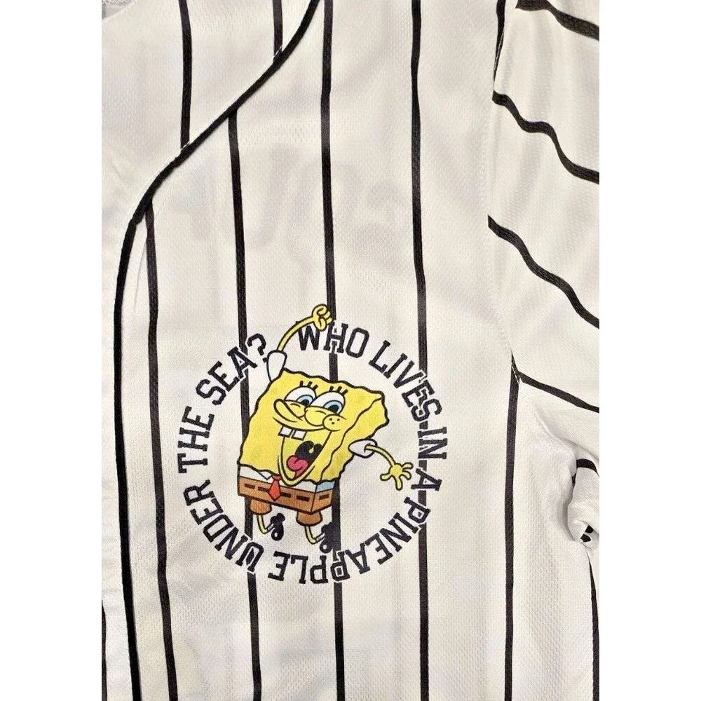 SPONGE BOB SQUARE PANTS‎ Men's Baseball Shirt L, Button Up, Short Sleeves